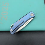 KB KNIVES KB469C El Dorado Slip Joint Pocket Knife Blue Ano Titanium w/ Micro Milling Silver Bead Blasted 2.96" M390