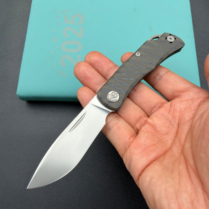 KB KNIVES KB469B El Dorado Slip Joint Pocket Knife Flame Ano Titanium w/ Micro Milling Silver Bead Blast 2.96" M390
