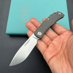 KB KNIVES KB469B El Dorado Slip Joint Pocket Knife Flame Ano Titanium w/ Micro Milling Silver Bead Blast 2.96" M390