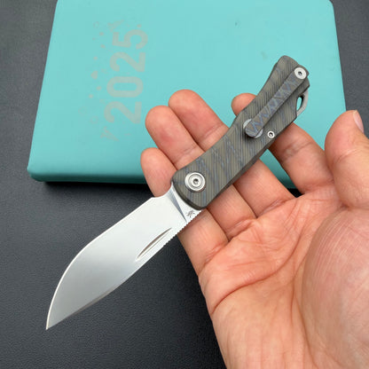 KB KNIVES KB469B El Dorado Slip Joint Pocket Knife Flame Ano Titanium w/ Micro Milling Silver Bead Blast 2.96" M390