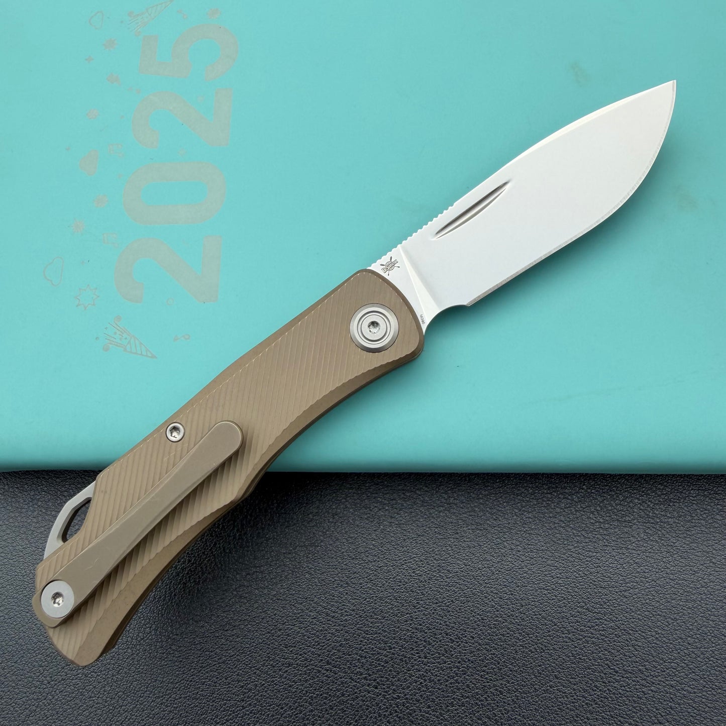 KB KNIVES KB469D El Dorado Slip Joint Pocket Knife Bronze Ano Titanium w/ Micro Milling Silver Bead Blast 2.96" M390