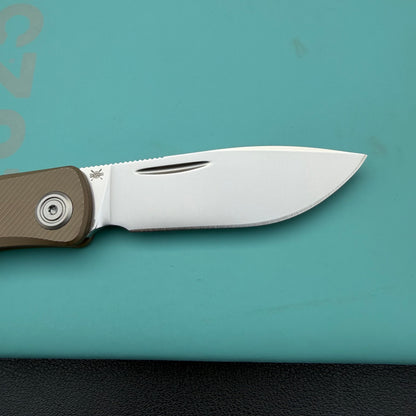 KB KNIVES KB469D El Dorado Slip Joint Pocket Knife Bronze Ano Titanium w/ Micro Milling Silver Bead Blast 2.96" M390