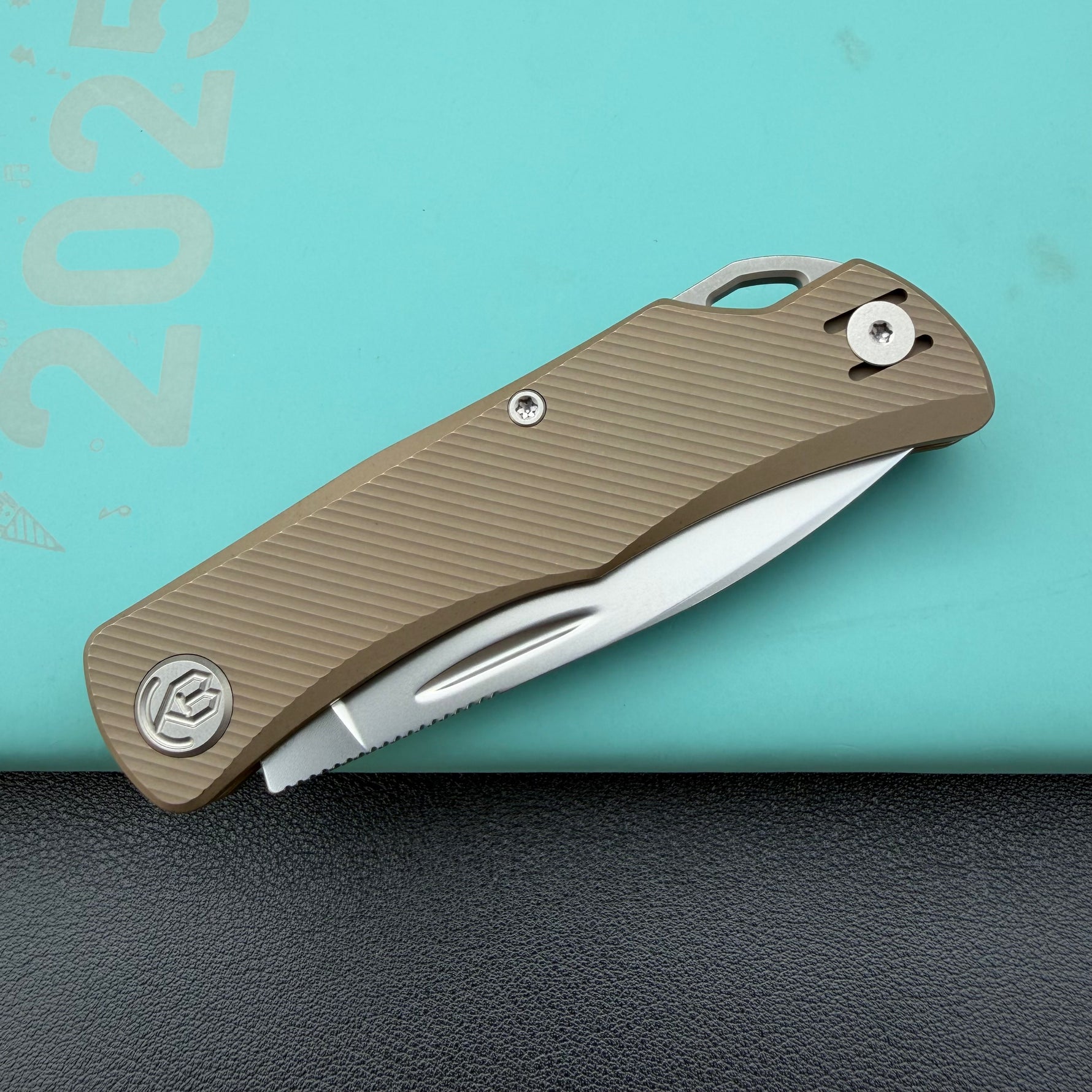 KB KNIVES KB469D El Dorado Slip Joint Pocket Knife Bronze Ano Titanium w/ Micro Milling Silver Bead Blast 2.96" M390