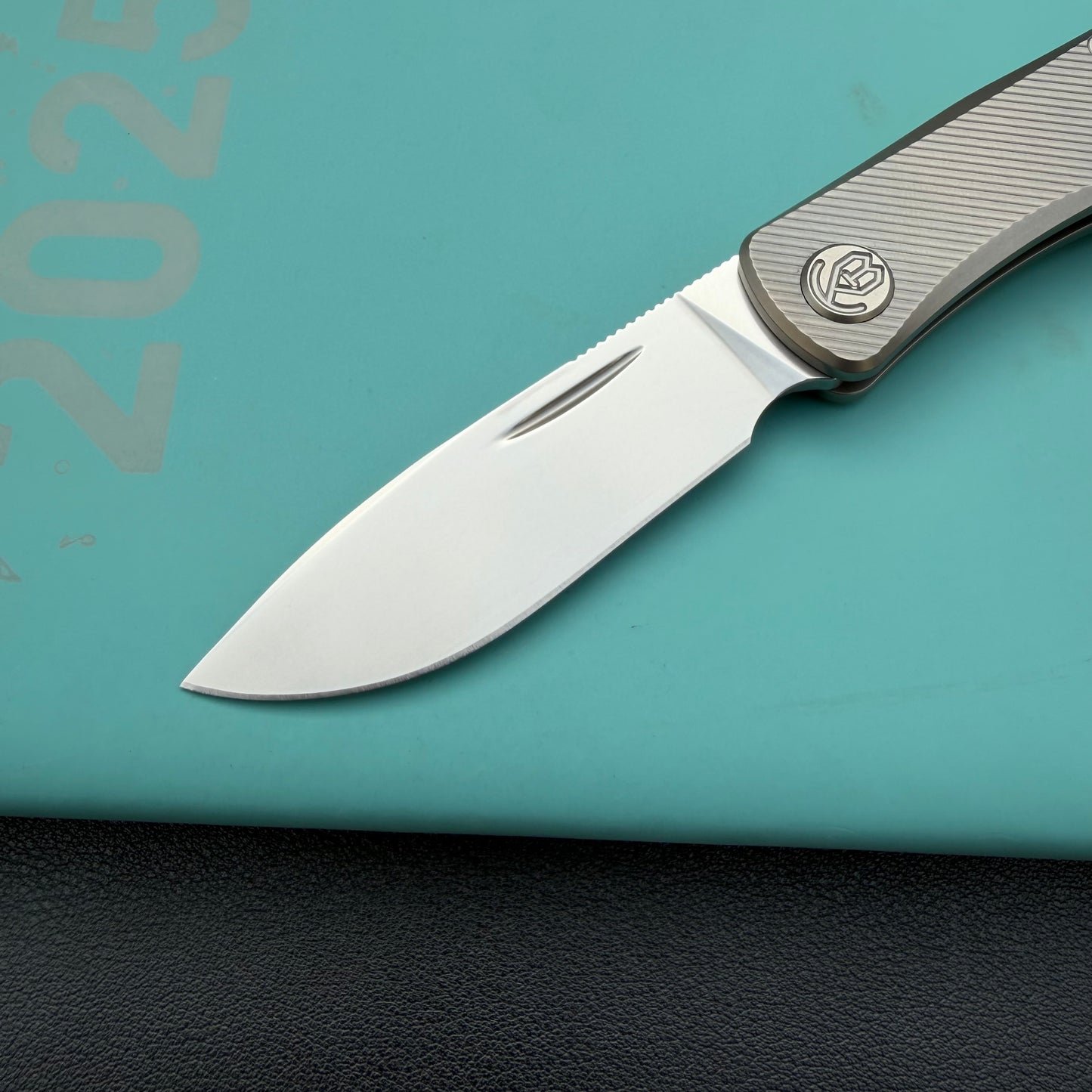 KB KNIVES KB469A El Dorado Slip Joint Pocket Knife Sandblasted Titanium w/ Micro Milling Silver Bead Blast 2.96" M390