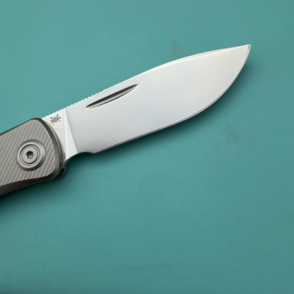 KB KNIVES KB469A El Dorado Slip Joint Pocket Knife Sandblasted Titanium w/ Micro Milling Silver Bead Blast 2.96" M390
