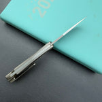 KB KNIVES KB469A El Dorado Slip Joint Pocket Knife Sandblasted Titanium w/ Micro Milling Silver Bead Blast 2.96" M390