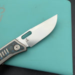 KB KNIVES KB377C Common Thread Folding Knife Sand Blasting Titanium with Arctic Storm Camo Inlay Handle 3.35'' Silver Bead Blasting M390 Blade