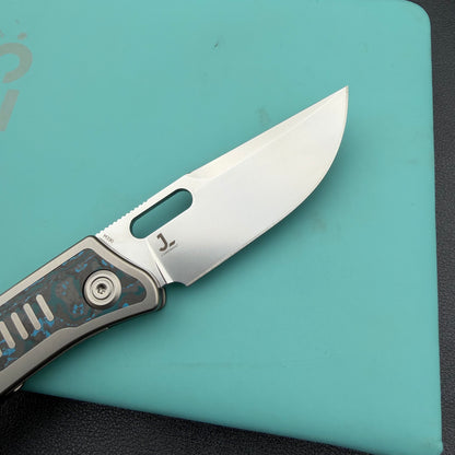 KB KNIVES KB377C Common Thread Folding Knife Sand Blasting Titanium with Arctic Storm Camo Inlay Handle 3.35'' Silver Bead Blasting M390 Blade