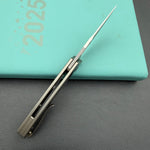 KB KNIVES KB377D Common Thread Folding Knife Sand Blasting Titanium/Zircuti Inlays Handle 3.35'' Silver Bead Blasting M390