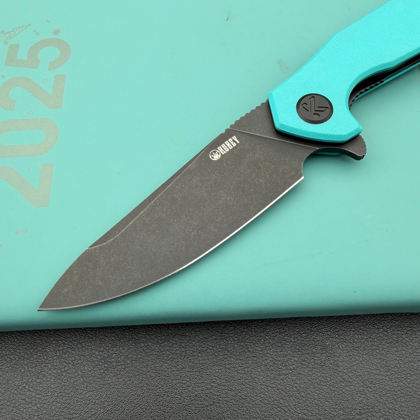 KUBEY KNIVES KU117S Nova Linelock Black Tiffany Blue
