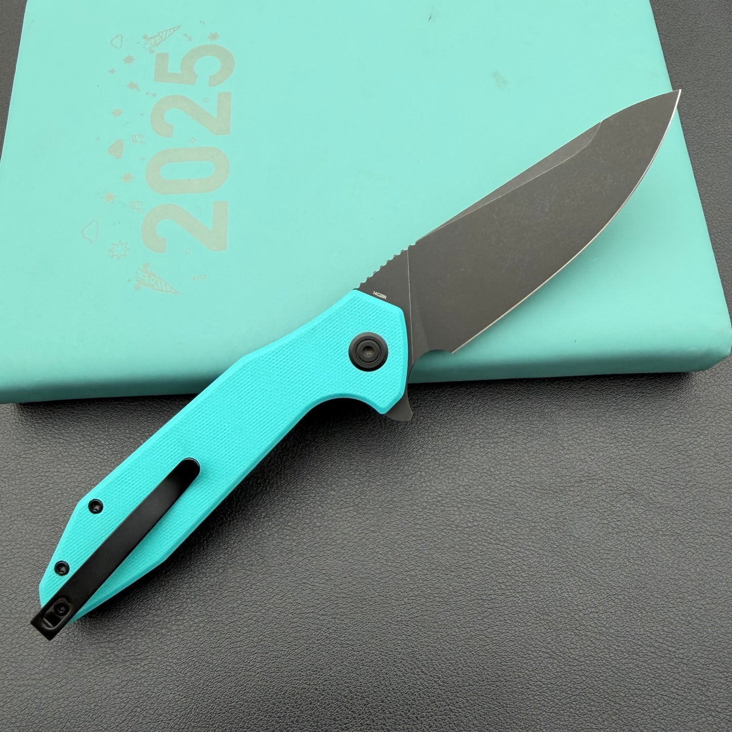 KUBEY KNIVES KU117S Nova Linelock Black Tiffany Blue