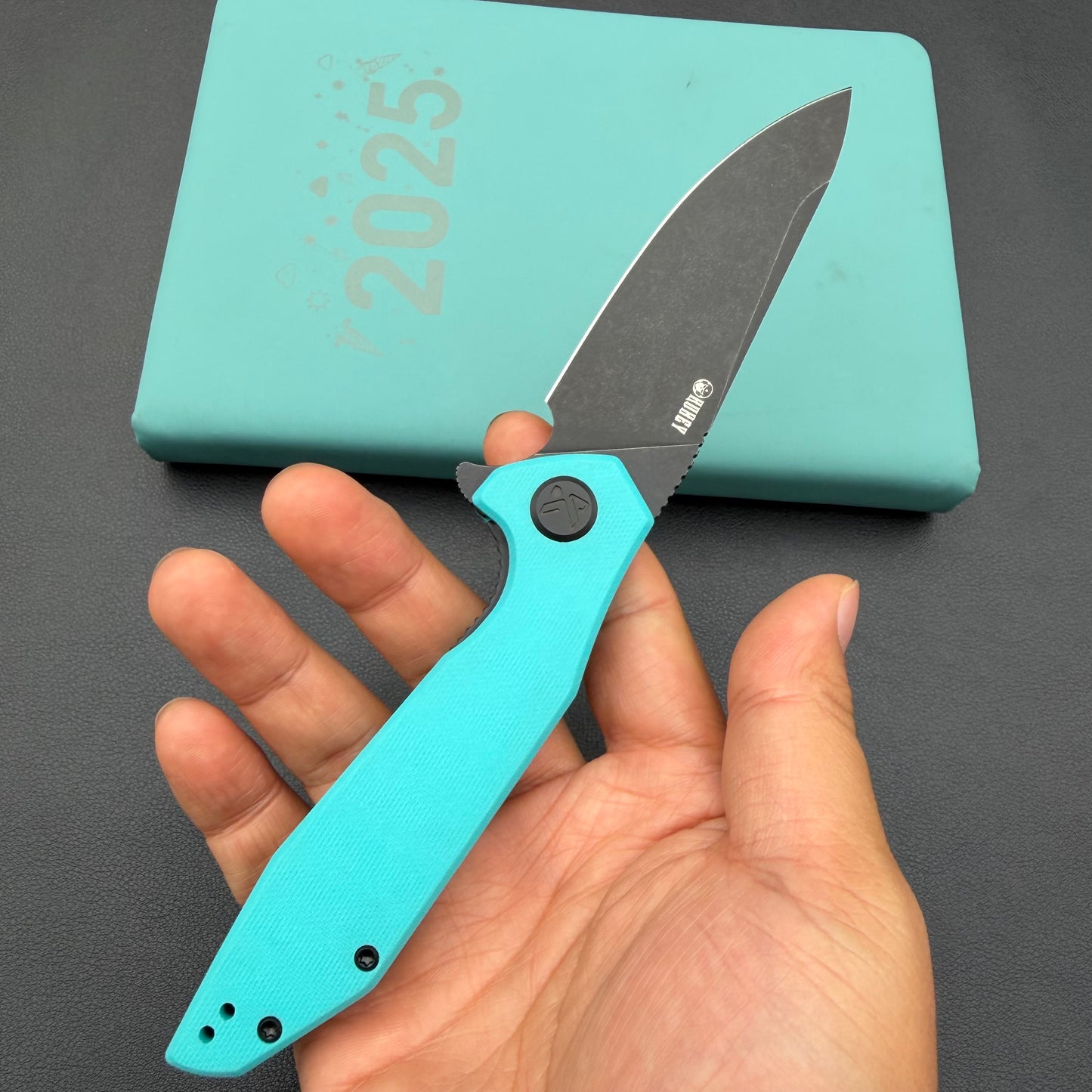 KUBEY KNIVES KU117S Nova Linelock Black Tiffany Blue