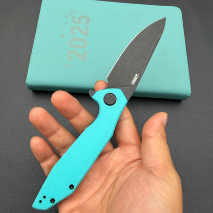 KUBEY KNIVES KU117S Nova Linelock Black Tiffany Blue