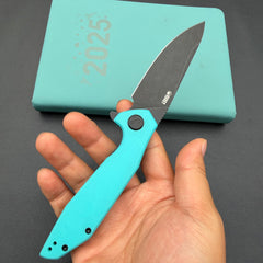 KUBEY KNIVES KU117S Nova Linelock Black Tiffany Blue