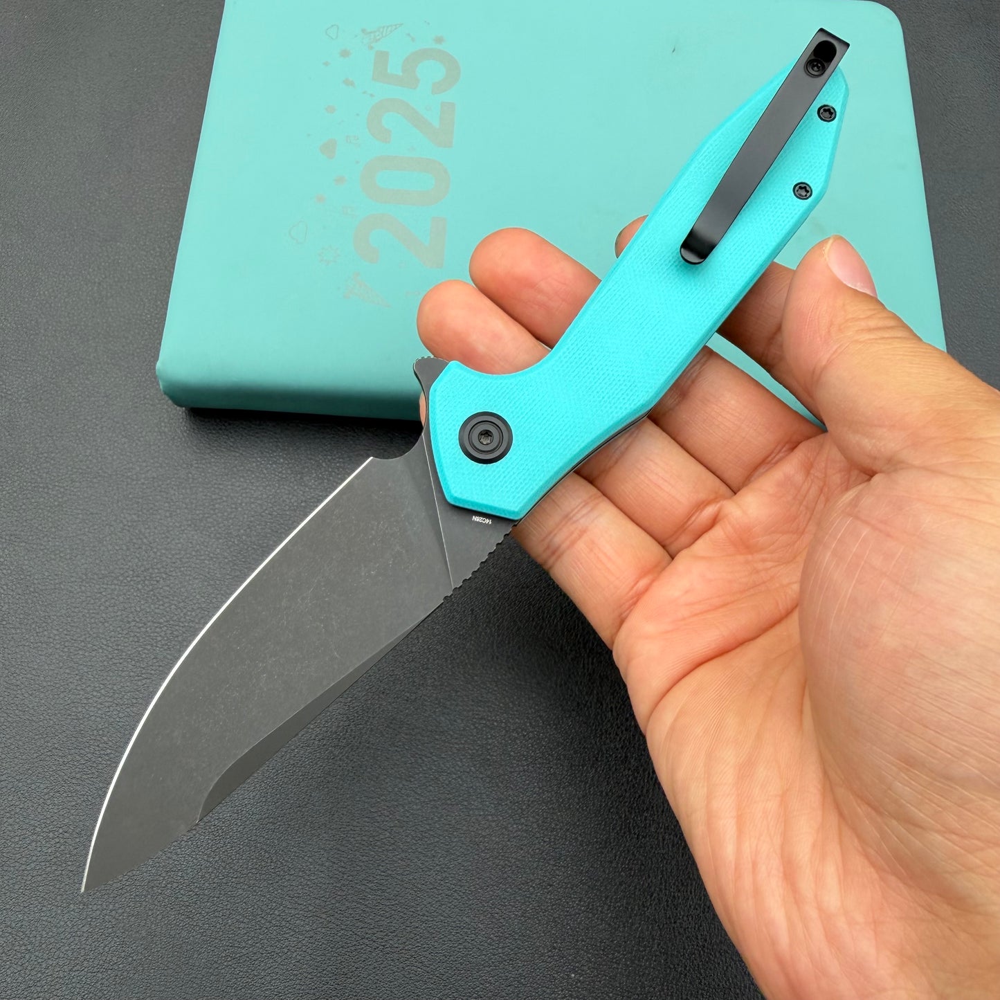 KUBEY KNIVES KU117S Nova Linelock Black Tiffany Blue