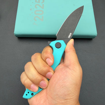 KUBEY KNIVES KU117S Nova Linelock Black Tiffany Blue