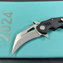 KUBEY KU262A Mini Wrath Karambit Folding Knife Black G-10 Handle 2.44" Beadblast 14C28N Blade