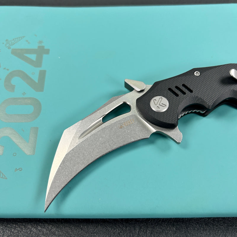 KUBEY KU262A Mini Wrath Karambit Folding Knife Black G-10 Handle 2.44" Beadblast 14C28N Blade