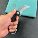 KUBEY KU262A Mini Wrath Karambit Folding Knife Black G-10 Handle 2.44" Beadblast 14C28N Blade