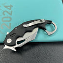 KUBEY KU262A Mini Wrath Karambit Folding Knife Black G-10 Handle 2.44" Beadblast 14C28N Blade