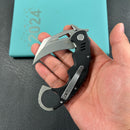 KUBEY KU262A Mini Wrath Karambit Folding Knife Black G-10 Handle 2.44" Beadblast 14C28N Blade