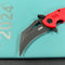 KUBEY  KU262H Mini Wrath Karambit Folding Knife Red G-10 Handle 2.44" Blackwash 14C28N Blade