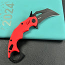 KUBEY  KU262H Mini Wrath Karambit Folding Knife Red G-10 Handle 2.44" Blackwash 14C28N Blade