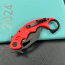 KUBEY  KU262H Mini Wrath Karambit Folding Knife Red G-10 Handle 2.44" Blackwash 14C28N Blade