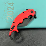 KUBEY  KU262H Mini Wrath Karambit Folding Knife Red G-10 Handle 2.44" Blackwash 14C28N Blade