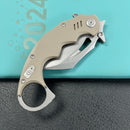 KUBEY KU262C Mini Wrath Karambit Folding Knife Tan G-10 Handle 2.44" Beadblast 14C28N Blade