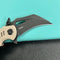 KUBEY KU262G Mini Wrath Karambit Folding Knife Tan G-10 Handle 2.44" Blackwash 14C28N Blade