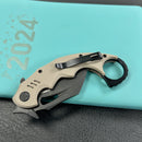 KUBEY KU262G Mini Wrath Karambit Folding Knife Tan G-10 Handle 2.44" Blackwash 14C28N Blade