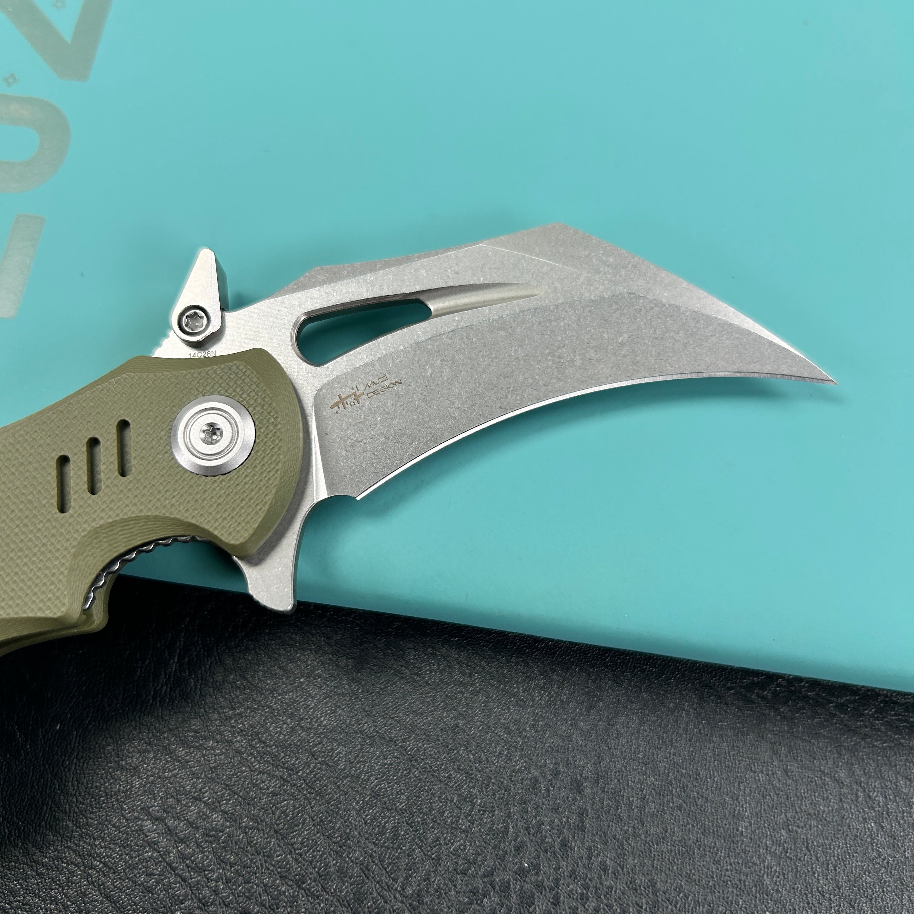 KUBEY KU262B Mini Wrath Karambit Folding Knife Green G-10 Handle 2.44" Beadblast 14C28N Blade