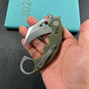 KUBEY KU262B Mini Wrath Karambit Folding Knife Green G-10 Handle 2.44" Beadblast 14C28N Blade