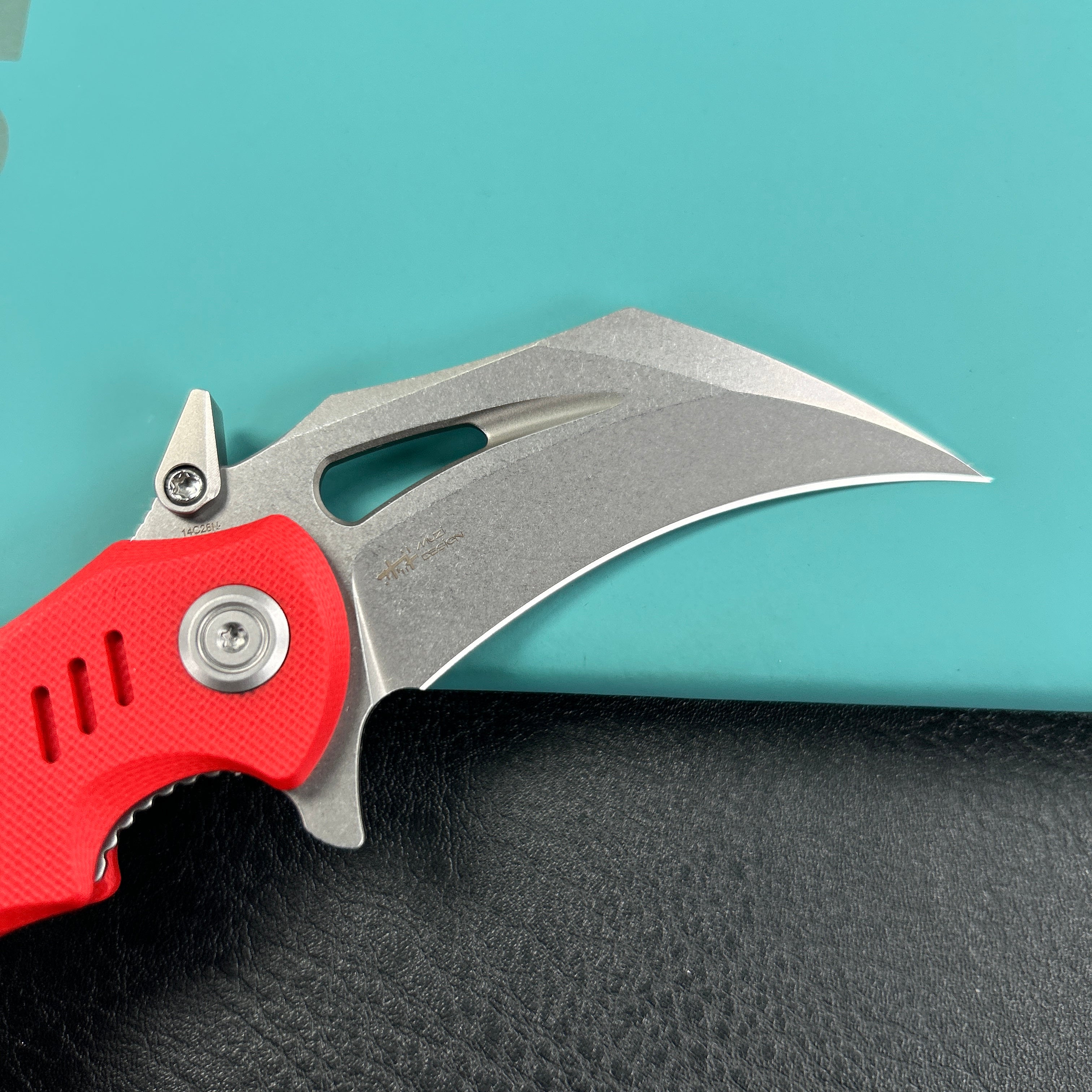 KUBEY KU262D Mini Wrath Karambit Folding Knife Red G-10 Handle 2.44" Beadblast 14C28N Blade