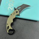 KUBEY KU262F Mini Wrath Karambit Folding Knife Green G-10 Handle 2.44" Blackwash 14C28N Blade