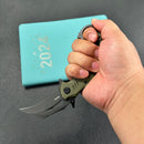 KUBEY KU262F Mini Wrath Karambit Folding Knife Green G-10 Handle 2.44" Blackwash 14C28N Blade