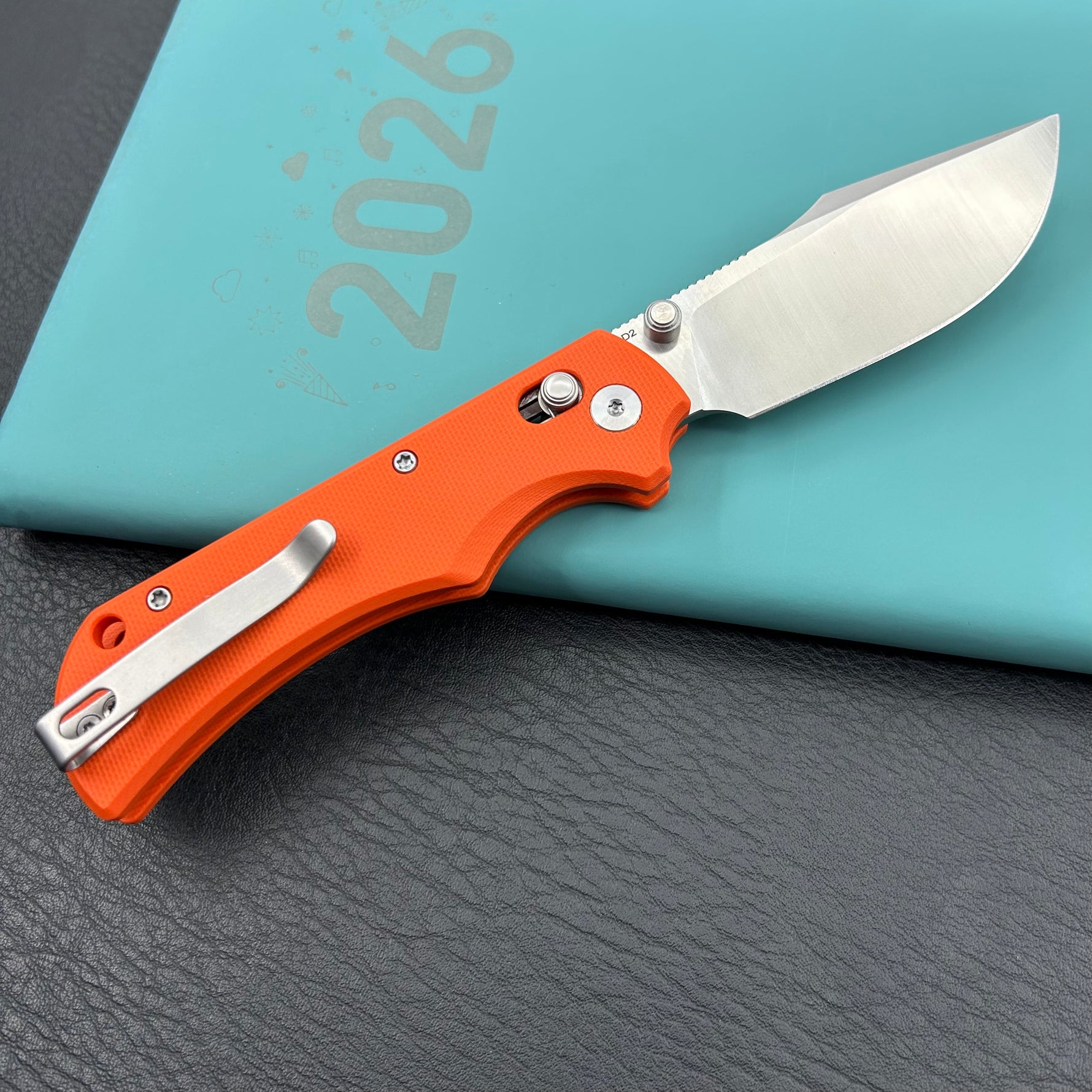 KU KNIVES KU503B Iguana Crossbar Lock Orange Folding Knife