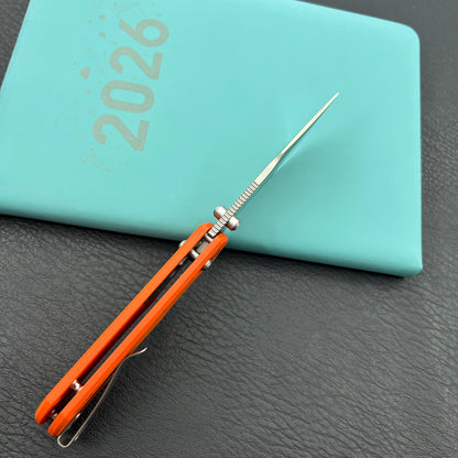 KU KNIVES KU503B Iguana Crossbar Lock Orange Folding Knife
