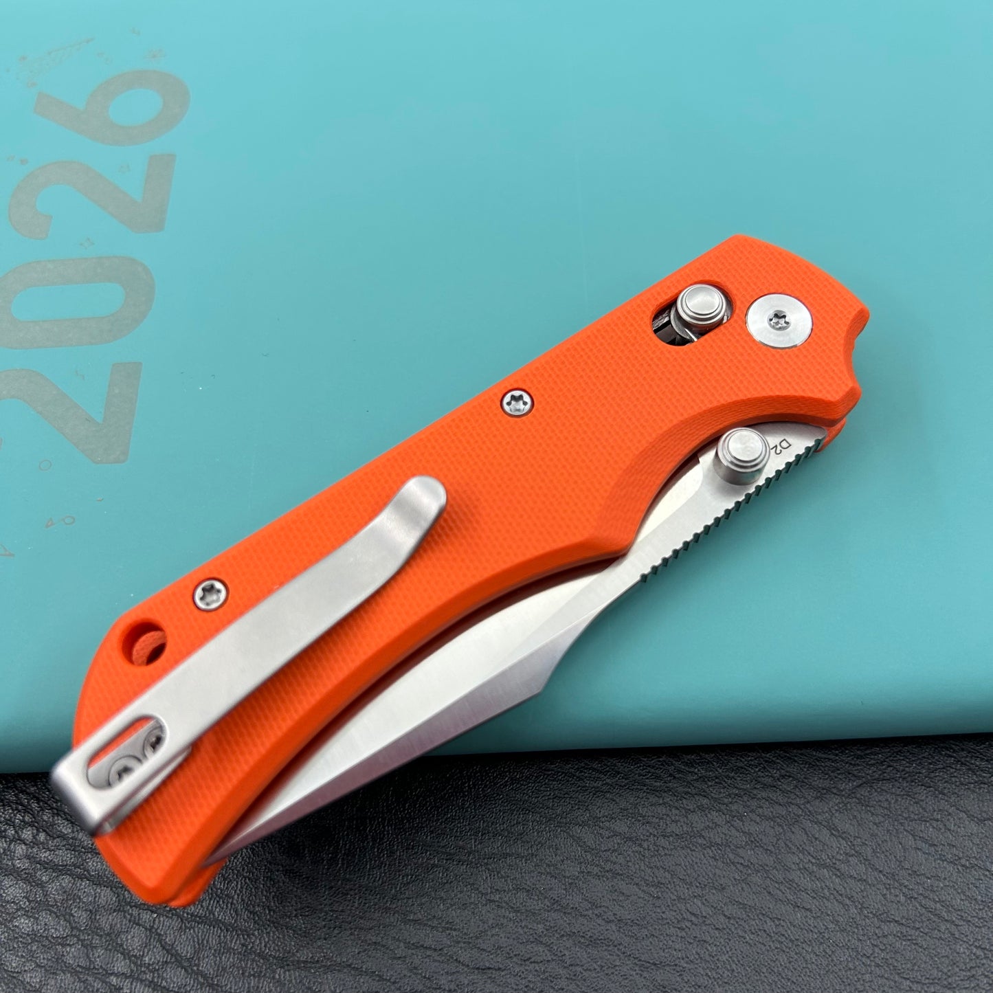 KU KNIVES KU503B Iguana Crossbar Lock Orange Folding Knife