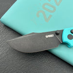 KU KNIVES KU503C Iguana Crossbar Lock Black Tiffany Blue Folding Knife