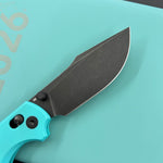 KU KNIVES KU503C Iguana Crossbar Lock Black Tiffany Blue Folding Knife