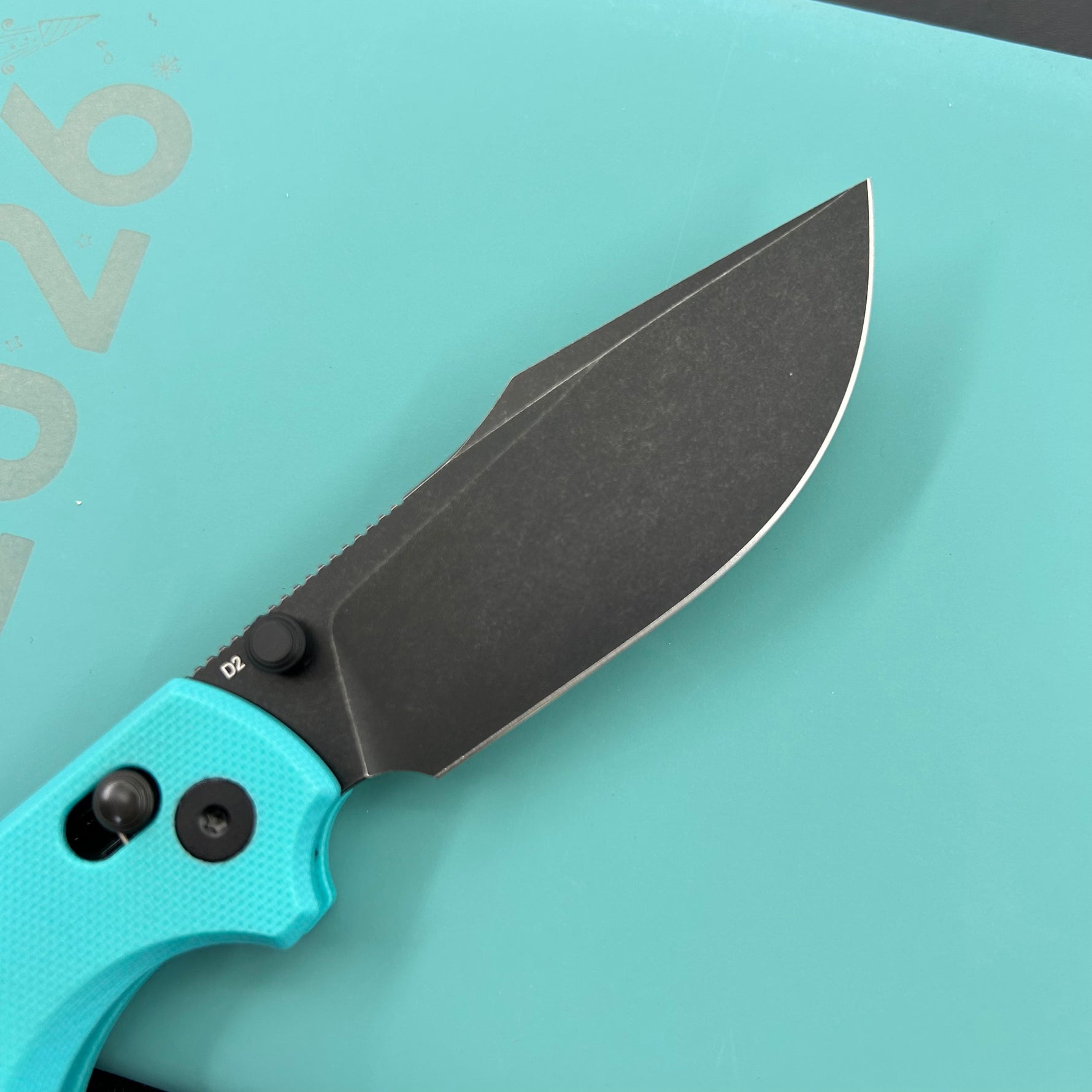 KU KNIVES KU503C Iguana Crossbar Lock Black Tiffany Blue Folding Knife