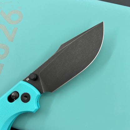 KU KNIVES KU503C Iguana Crossbar Lock Black Tiffany Blue Folding Knife