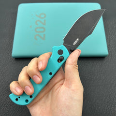 KU KNIVES KU503C Iguana Crossbar Lock Black Tiffany Blue Folding Knife