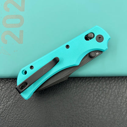 KU KNIVES KU503C Iguana Crossbar Lock Black Tiffany Blue Folding Knife