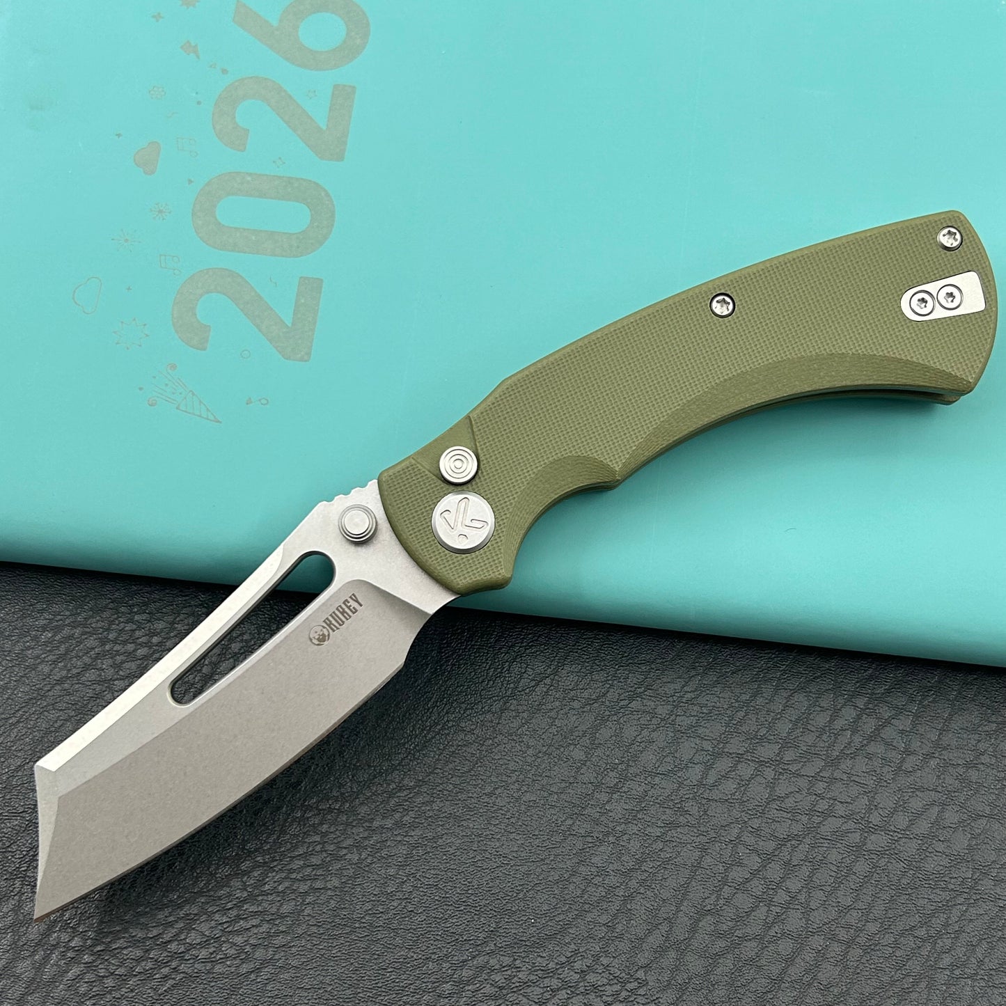 KU KNIVES KU378B Dheo Buttonlock Green Folding Knife