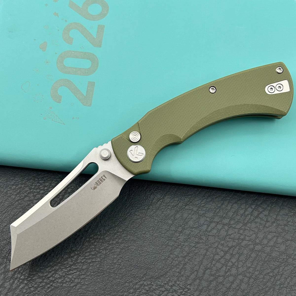 KU KNIVES KU378B Dheo Buttonlock Green Folding Knife