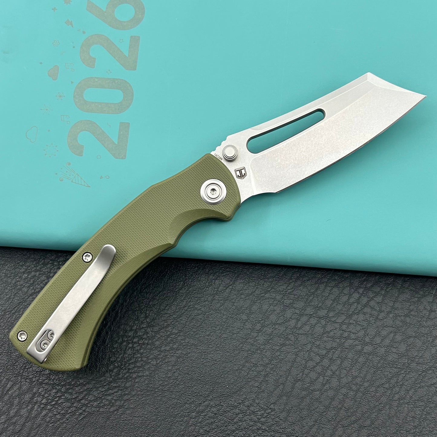 KU KNIVES KU378B Dheo Buttonlock Green Folding Knife