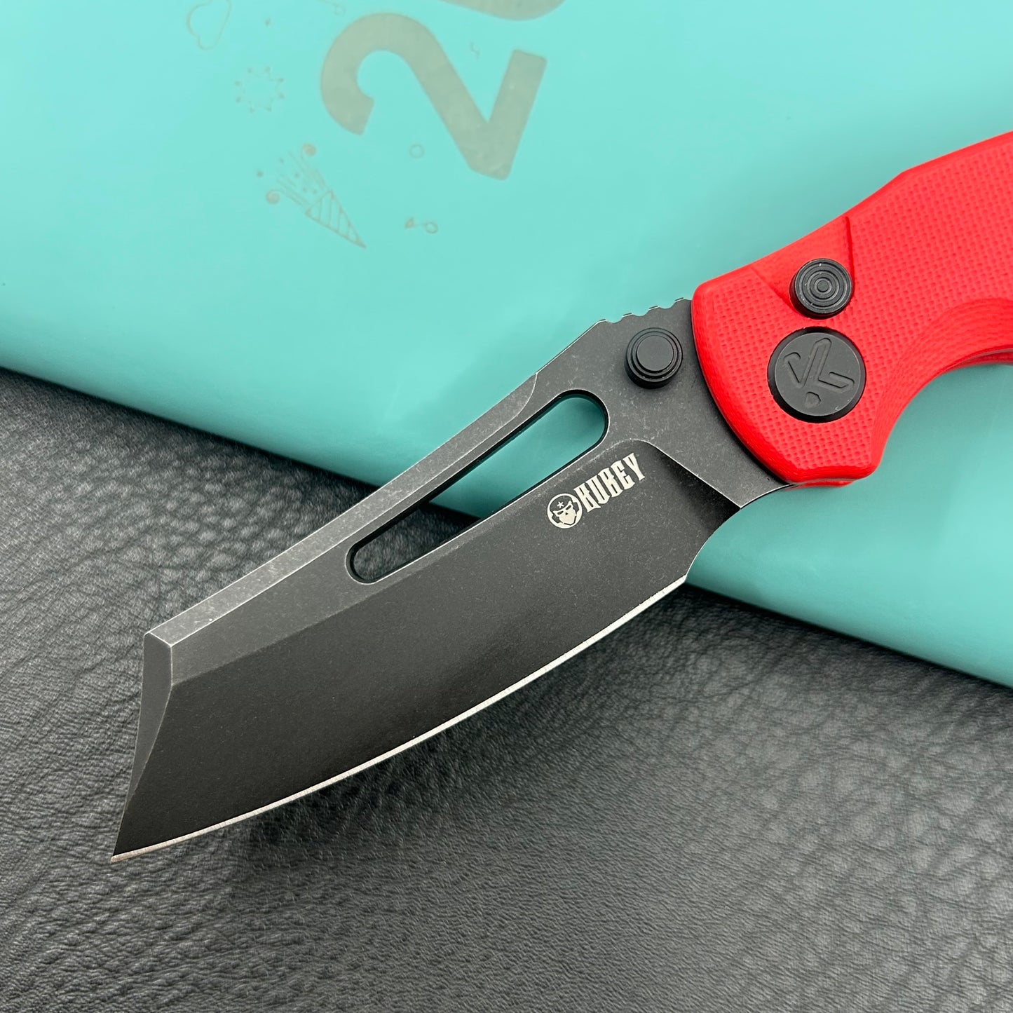 KU KNIVES KU378C Dheo Buttonlock Black Red Folding Knife